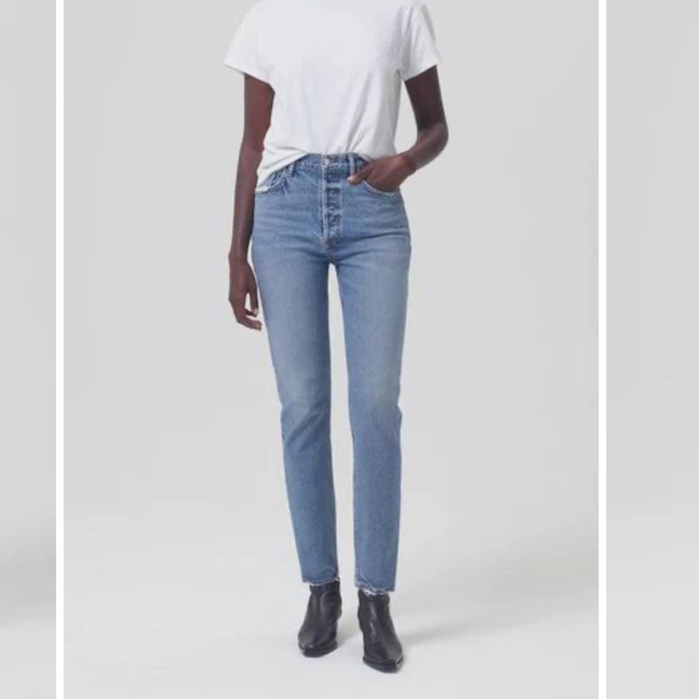 EUC Agolde Riley Long jeans in Cove.